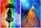 2-Piece DIY 5D Diamond Art Set for Adults or Children, Full Diamond Painting Set with the Theme of Girls Dancing with Stars and Girls in the Rain, Perfect Art Crafts